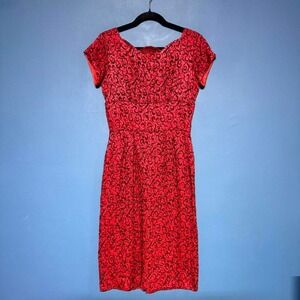 Vintage 40s 50s Pencil Dress Women's Size Medium Red Black Union Made Femme Twee